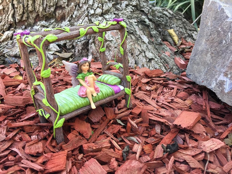 GlitZGlam Miniature Fairy and Baby Gnome Bed - 4-Post Miniature Bed for Your Gnome Garden, Pixies and Sprites - A Fairy Garden Accessory - Image 4